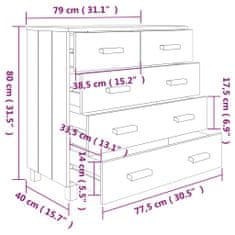 Vidaxl Komoda medovo-hnedá 79x40x80 cm masívne borovicové drevo