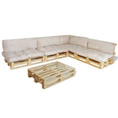 Vidaxl 41515 Set of 9 Back/Seat Cushions for Pallet Lounge Set Sand White