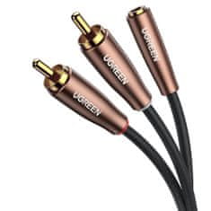 shumee Adaptérový kábel audio kábel 3,5mm mini jack samica - 2x RCA samec 5m hnedá