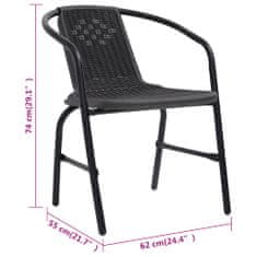 Petromila vidaXL Záhradné stoličky 8 ks plastový ratan a oceľ 110 kg
