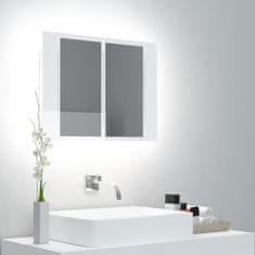 Petromila vidaXL LED kúpeľňová zrkadlová skrinka lesklá biela 60x12x45 cm akryl