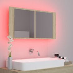 Petromila vidaXL LED kúpeľňová zrkadlová skrinka dub sonoma 90x12x45 cm akryl