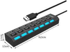 Verk 06235 Mini USB Hub 2.0, 7 portov