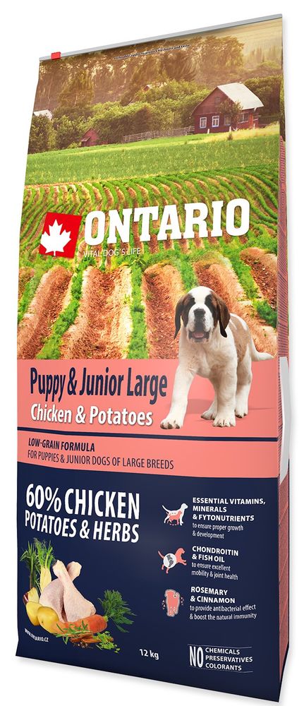 Ontario Puppy & Junior Large Chicken & Potatoes 12kg