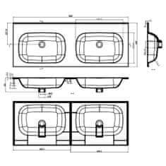 Vidaxl Vstavané dvojité umývadlo biele 1205x460x145 mm SMC