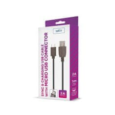 setty. Nabíjací USB kábel 1m 2A microUSB, čierny GSM043217