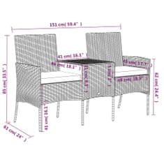 Vidaxl 2-miestna záhradná pohovka s čajovým stolíkom hnedá polyratan