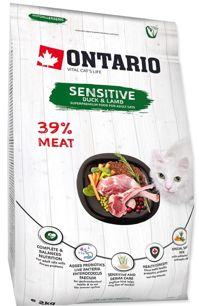 Ontario Cat Sensitive/Derma 2kg