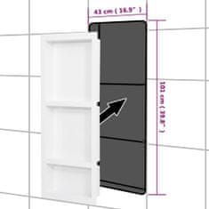 Vidaxl Sprchový výklenok s 3 priehradkami matný biely 41x99x9 cm