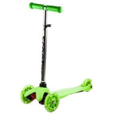 Kolobežka trojkolesová MINI SCOOTER so svietiacimi kolieskami, zelená H-026-ZE