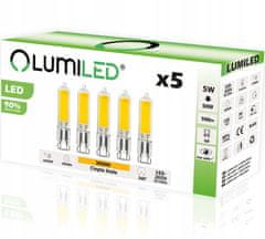 LUMILED 5x LED žiarovka COB G9 CAPSULE 5W = 50W 470lm 3000K Teplá biela 360°