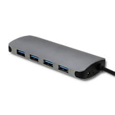 Qoltec Adaptér USB 3.1 typ C samec/4 x USB 3.0 samica | DC samica