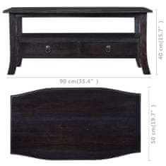 Vidaxl Konferenčný stolík, čierna farba kávy 90x50x40 cm, mahagónové drevo