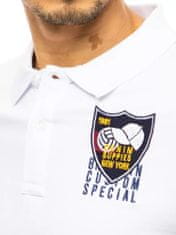 Dstreet pánske polo tričko s límčekom s výšivkou Magomed biela XL