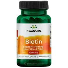 Swanson Biotín, 5000 mcg, 100 kapsúl