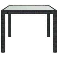 Petromila vidaXL Záhradný stôl 90x90x75 cm tvrdené sklo a polyratan čierny