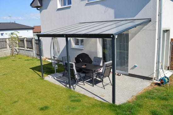 LanitPlast hliníková pergola LANITPLAST WALL 43 antracit + číry PC