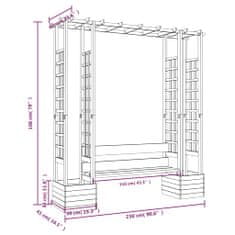 Vidaxl Záhradná pergola s lavičkou a kvetináčmi borovicový masív