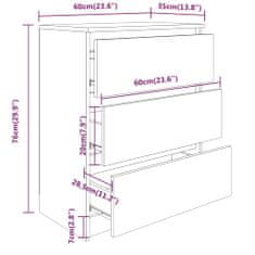 Vidaxl Komoda dymový dub 60x35x76 cm spracované drevo