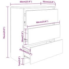 Vidaxl Komoda, dub sonoma 60x35x76 cm, drevotrieska