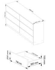 Akord Komoda Rollo V 160,4 cm biela/červená lesklá