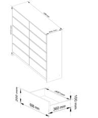 Akord Komoda Kuba 140 cm 10 zásuviek biela