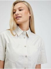 Calvin Klein Krémové dámske rifľové košeľové šaty Calvin Klein Jeans XS