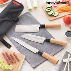 InnovaGoods Súprava profesionálnych japonských nožov s praktickým puzdrom Damas·Q