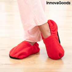 InnovaGoods Papuče ohrievateľné v mikrovlnnej rúre, červené