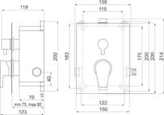 NOVASERVIS Nobless Vision X, podomietková batéria s boxom 2 vývody, chrómová, BOX42051R,0