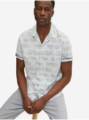 Tom Tailor Šedo-biela pánska vzorovaná košeľa s krátkym rukávom Tom Tailor S