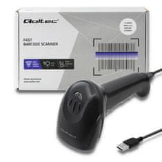 Qoltec Laserový skener čiarových kódov 1D | CCD | USB | Čierny
