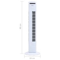 Petromila vidaXL Vežový ventilátor s diaľkovým ovládaním a časovačom Φ24x80 cm biely