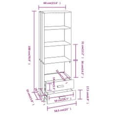 Vidaxl Komoda bledosivá 60x35x180 cm masívnae borovicové drevo