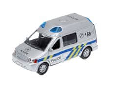 Mikro Trading Policajné auto CZ 13 cm kovové spätný chod na batérie so svetlom a zvukom v krabici