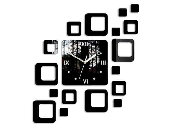 ModernClock 3D nalepovacie hodiny Roman Quadrat čierne