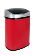 Bezdoteku Bezdotykový odpadkový kôš červený nerezový hranatý senzorový 38 L