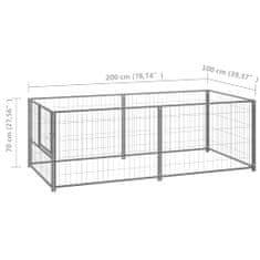 Petromila vidaXL Koterec pre psa strieborný 200x100x70 cm oceľový