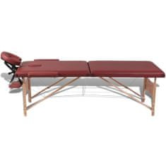 Petromila vidaXL Červený skladací masážny stôl s 2 zónami a dreveným rámom