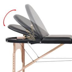 Petromila vidaXL Skladací masážny stôl, 4 cm hrubý, 2 podložky, oválny, čierny