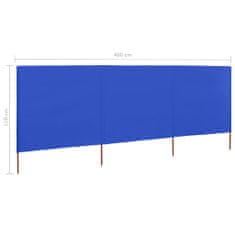 Vidaxl 3-panelová zábrana proti vetru látková 400x80 cm azúrovo-modrá