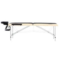 Petromila vidaXL Skladací masážny stôl, 2 zóny, hliník, čierno béžový