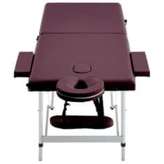 Petromila vidaXL Skladací masážny stôl, 2 zóny, hliník, vínovo fialový