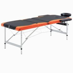 Petromila vidaXL Skladací masážny stôl s 3 zónami, hliník, čierno oranžový