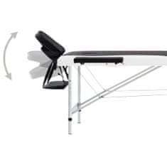 Petromila vidaXL Skladací masážny stôl, 2 zóny, hliník, čierno biely