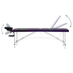 Petromila vidaXL Skladací masážny stôl, 3 zóny, hliník, čierno fialový