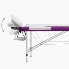 Petromila vidaXL Skladací masážny stôl, 3 zóny, hliník, bielo fialový