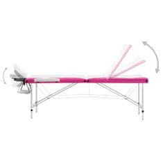 Petromila vidaXL Skladací masážny stôl, 3 zóny, hliník, bielo ružový