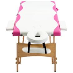 Petromila vidaXL Skladací masážny stôl, 2 zóny, drevo, bielo ružový