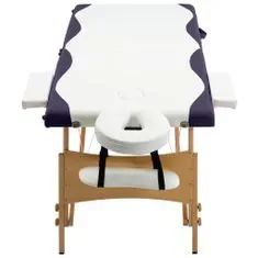 Petromila vidaXL Skladací masážny stôl, 2 zóny, drevo, bielo fialový